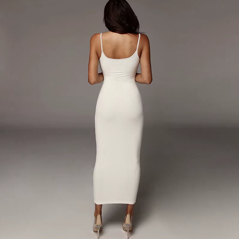 Fashion Sexy Skinny Kint Dress Backless Evening Maxi Dress Women Party Club Ladies Bodycon Peach Slim Hip Elegant Long Dresses