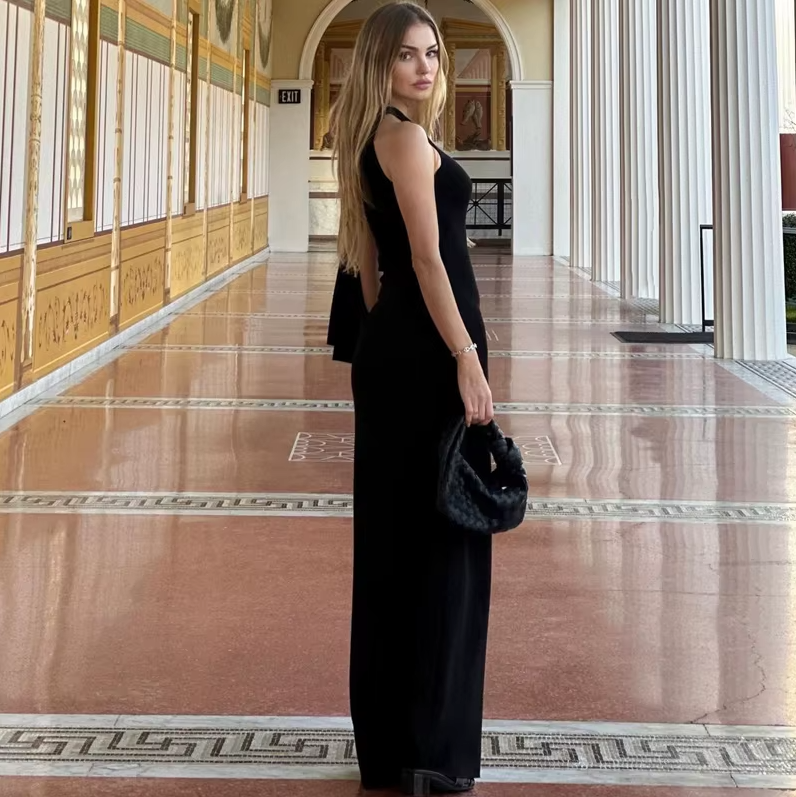 Fashion Solid O Neck Sleeveless Patchwork Sexy Bodycon Maxi Prom Dress Summer Women Clothes Party Festival Club Y2K