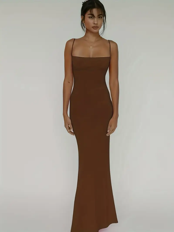 2024 Summer Dresses for Women Sexy Spaghetti Strap Black Long Dress Y2K Sleeveless Solid Skinny Bodycon Trumpet Maxi Vestidos