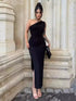 Black Maxi Dress Women Elegant Party Summer Fashion Sexy Split Sleeveless Backless Dress off Shoulder Streetwear Club Slim Dress