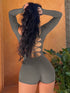 Long Sleeves Backless Solid Lace up Sexy Slim Skinny Playsuit 2024 Fall Women Fashion Y2K Streetwear Party Club Rompe