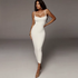 Fashion Sexy Skinny Kint Dress Backless Evening Maxi Dress Women Party Club Ladies Bodycon Peach Slim Hip Elegant Long Dresses