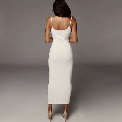 Fashion Sexy Skinny Kint Dress Backless Evening Maxi Dress Women Party Club Ladies Bodycon Peach Slim Hip Elegant Long Dresses