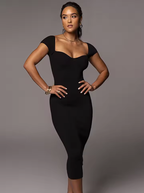 Solid Ribbed Women Short Sleeve off Shoulder Midi Dress Bodycon Sexy Streetwear Party Club Casual 2022 Summer Clothes