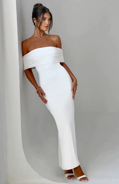 Strapless Backless Sexy Maxi Dress for Women Black Solid Off-Shoulder Sleeveless Bodycon Club Party Long Dress Elegant