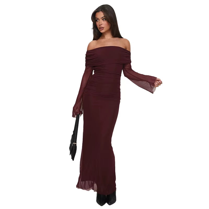 🔥Summer New European and American Dress with Solid Color Design One Shoulder Elegant and Noble Casual Dance Slim Fit and Sexy