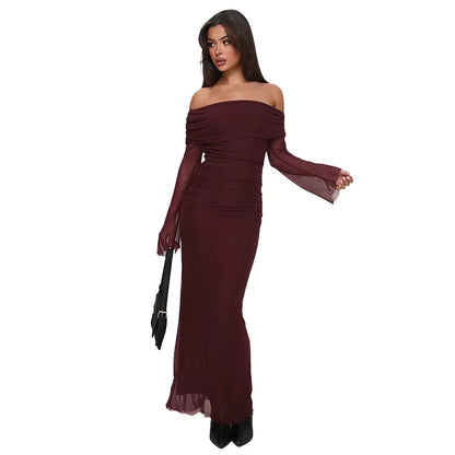 🔥Summer New European and American Dress with Solid Color Design One Shoulder Elegant and Noble Casual Dance Slim Fit and Sexy