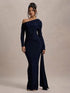 Skew Collar Long Sleeve Sexy Maxi Dress for Women Gown Fashion Backless Draped Ruched Bodycon Club Long Dress Elegant