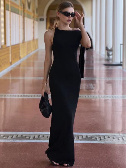 Fashion Solid O Neck Sleeveless Patchwork Sexy Bodycon Maxi Prom Dress Summer Women Clothes Party Festival Club Y2K