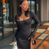 Women Sexy Mini Dresses Solid New Spring Fashion Long Sleeves Lace-Up Split Bodycon Dress Lady Elegant Knitted Dresses Clothing