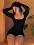 Long Sleeves Backless Solid Lace up Sexy Slim Skinny Playsuit 2024 Fall Women Fashion Y2K Streetwear Party Club Rompe