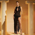 Sexy Fashionable Lace Hollow Out High Slit Slim Fit Sleeveless Dress Cross-Border Ins Style New Arrival Women&