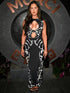 Hollow Out Print Sexy Maxi Dress Women Gown Fashion Black O Neck Sleeveless Bodycon Club Party Long Dress 2025 New