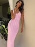 Trendix Knit Backless Dress for Women V Neck Slim Sleeveless Suspender Maxi Dress Vacation Sexy Beach Knitted Elegant Long Dress